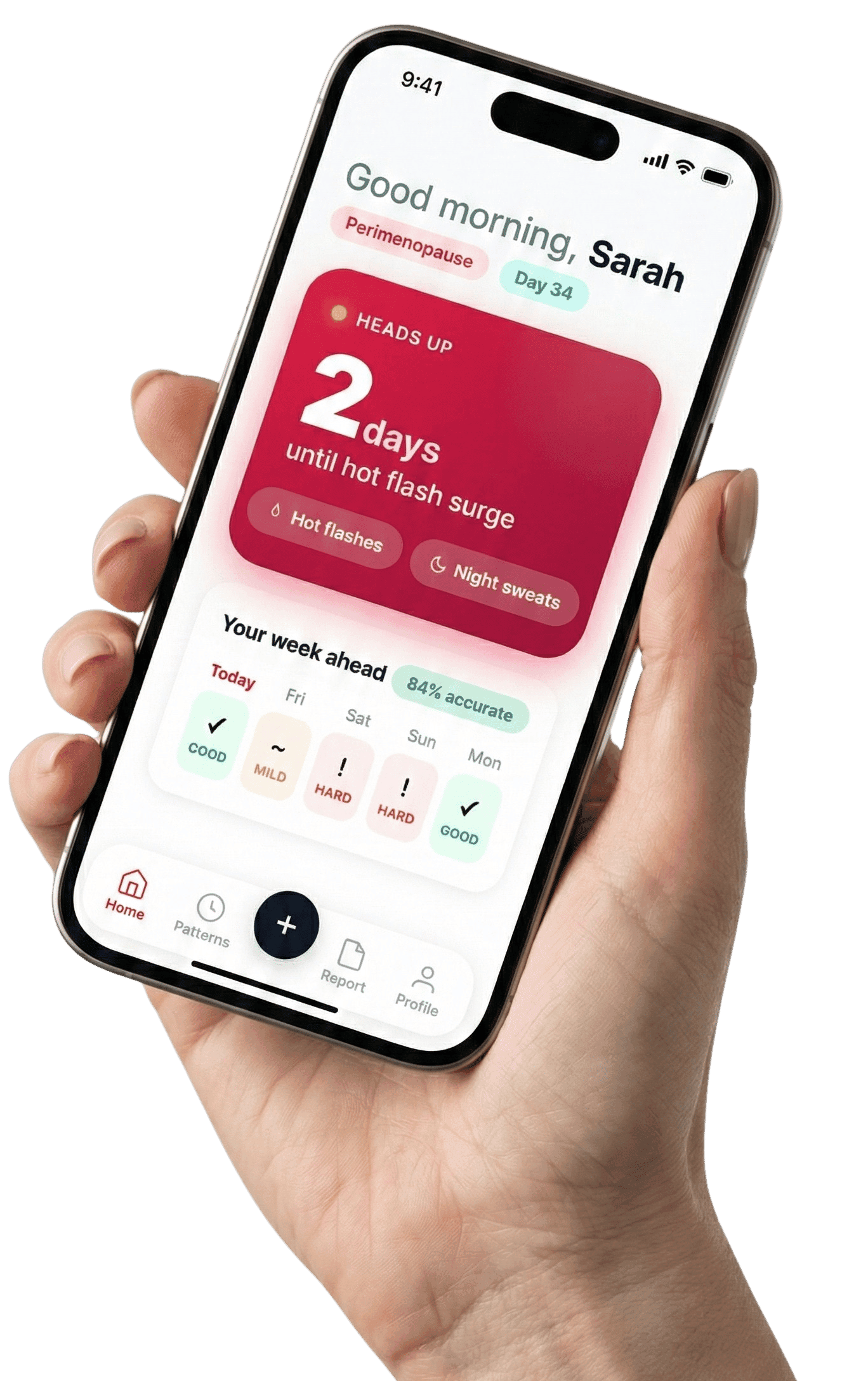 Hand holding phone showing Rythma app